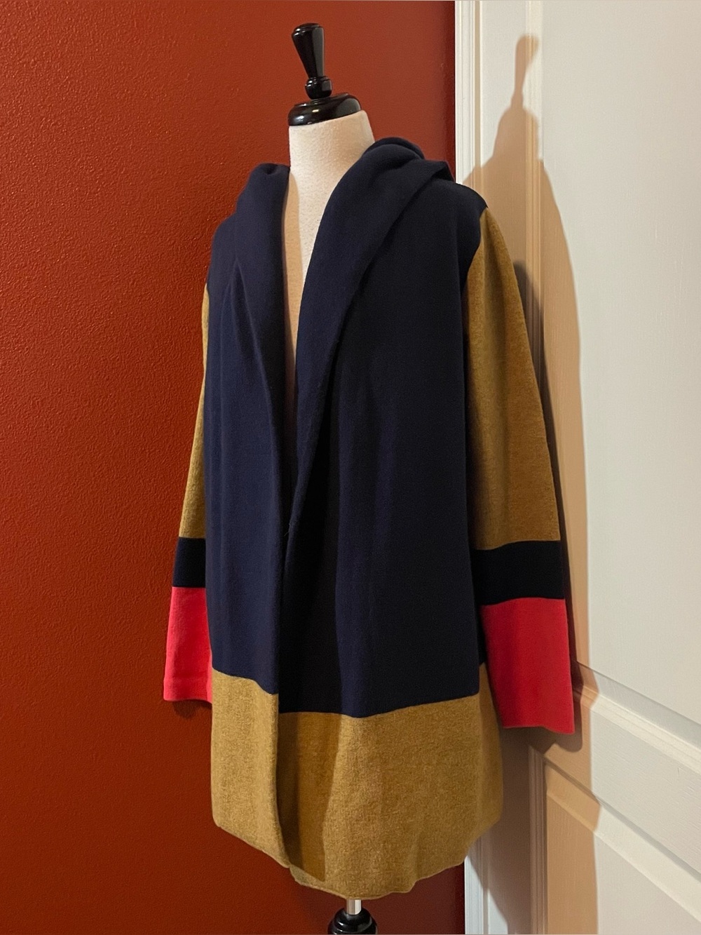 Anthropologie Field Flower Women’s Valerie Colorblock Wool Open Front Cardigan